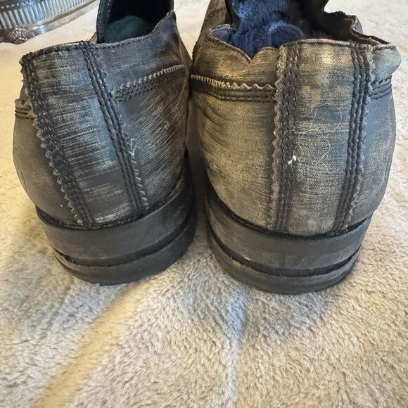 BRONX Gray Leather Men's Dress Shoes Size US 12.5 EU 47 slip ons Distressed Look - Picture 6 of 7